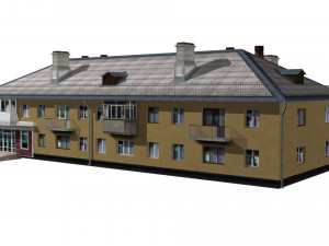 residential building with shop 3D 모델