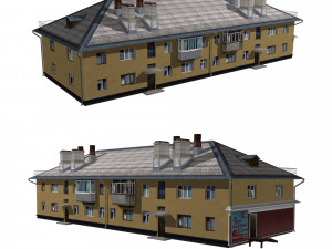 residential building with shop 3D 모델