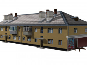 residential building with shop 3D 모델