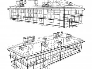 residential building with shop 3D 모델
