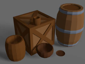 pacchetto di mobili low poly Modello 3D