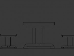wooden dining table 3D 모델
