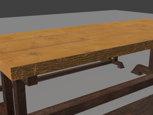 wooden dining table 3D 모델