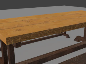wooden dining table 3D Model