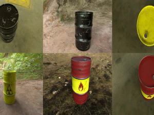 배럴 4개의 다른 PBR 텍스처 3D 모델