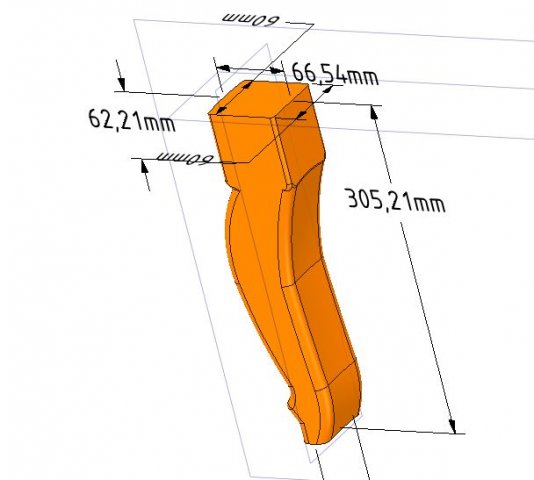 Download the real furniture leg for 3d printing and cnc production 3D Model
