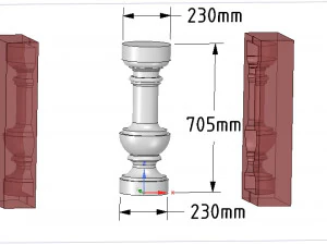 custom-made concrete or plaster baluster with casting mold 3d-print cnc 3D Print Model