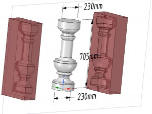 custom-made concrete or plaster baluster with casting mold 3d-print cnc 3D Print Model