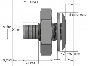 barco marinho atrav&eacute;s do conector de encaixe do casco mangueira de 1 polegada neck12 3d-print Modelo de Impressão 3D