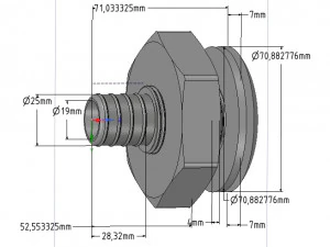 barco marinho atrav&eacute;s do conector de encaixe do casco mangueira de 1 polegada neck12 3d-print Modelo de Impressão 3D