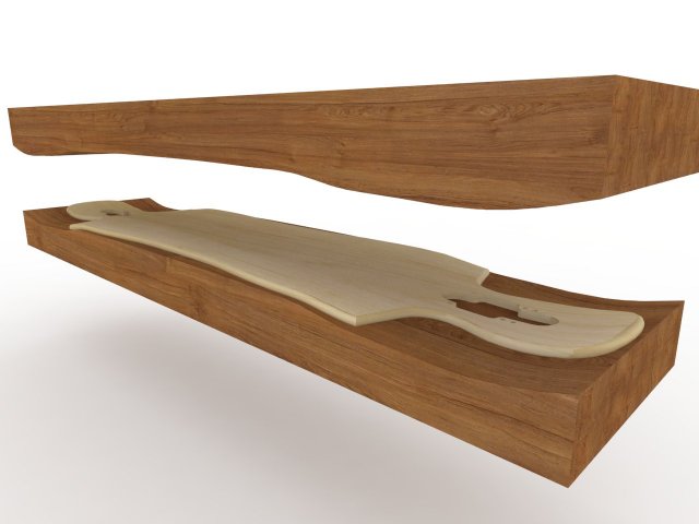 drop through longboard mold- ready to be milled 3D Model .c4d .max .obj .3ds .fbx .stl .blend 