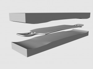 drop through longboard mold- ready to be milled 3D Model