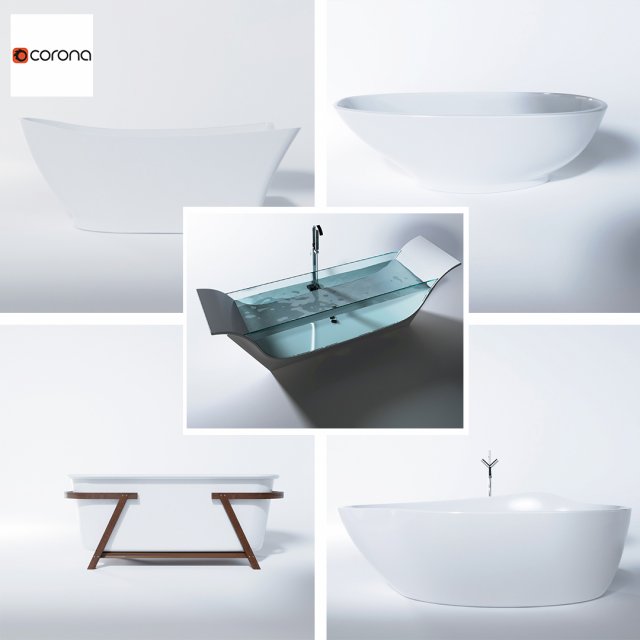 5 models modern luxury bathtubs part- 1 Modèle 3D .c4d .max .obj .3ds .fbx .stl .blend 