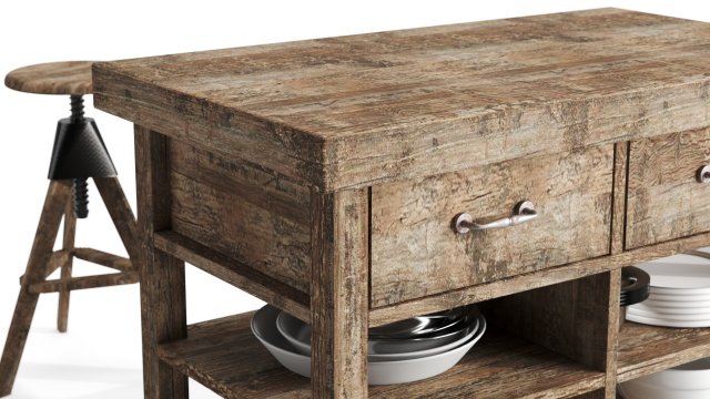 kitchen island - furniture - only table and adds non chair Model 3D .c4d .max .obj .3ds .fbx .stl .blend 