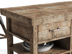 kitchen island - furniture - only table and adds non chair 3D Model