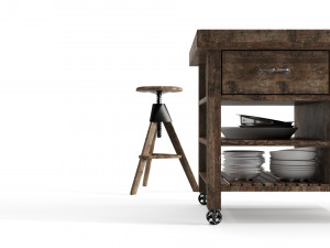 kitchen island - furniture - only table and adds non chair Model 3D