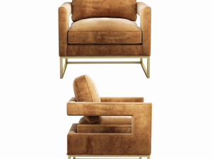 avery cognac velvet chair Modelo 3D