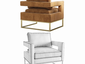 avery cognac velvet chair Modelo 3D