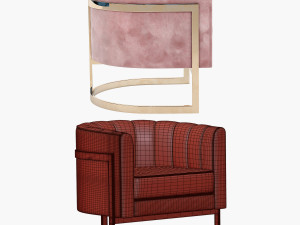 mica gold accent chair 3D Модель