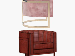 mica gold accent chair 3D Model