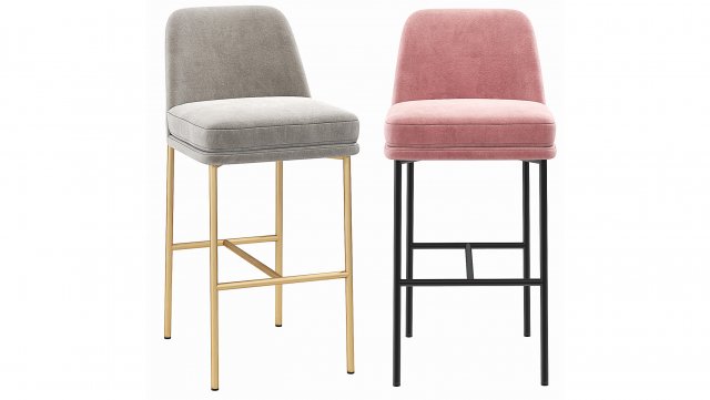 Westelm Jack Metal Frame Barstool 3D Model .c4d .max .obj .3ds .fbx .stl .blend 
