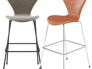 Arne Jacobsen Series 7 Barstool Fritz Hansen 3D Model