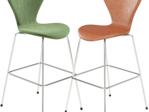 Arne Jacobsen Series 7 Barstool Fritz Hansen 3D Model
