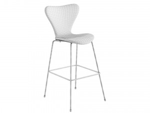 Arne Jacobsen Series 7 Barstool Fritz Hansen 3D Model