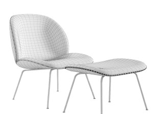 Gubi Beetle Lounge Chair Ottoman 3D मॉडल