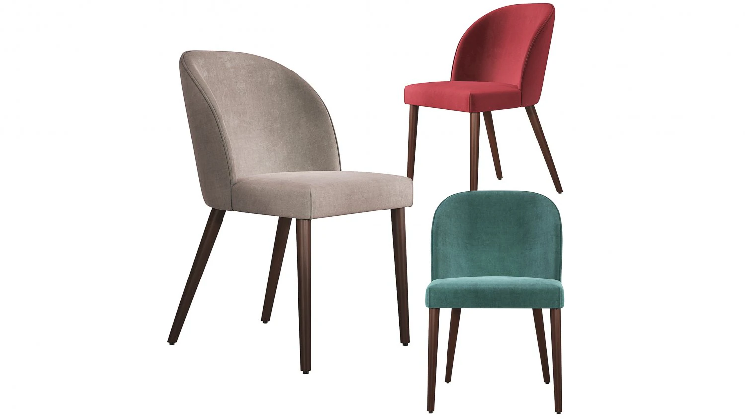 Camille Taupe Italian Dining Chair 3D Model .c4d .max .obj .3ds .fbx .stl .blend 