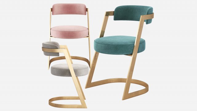 Kelly Wearstler Studio Dining Chair 3D Model .c4d .max .obj .3ds .fbx .stl .blend 