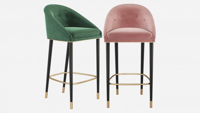 Malay Bar Chair Mid Century Brabbu 3D Model .c4d .max .obj .3ds .fbx .stl .blend 