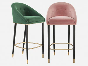 Malay Bar Chair Mid Century Brabbu 3D Model
