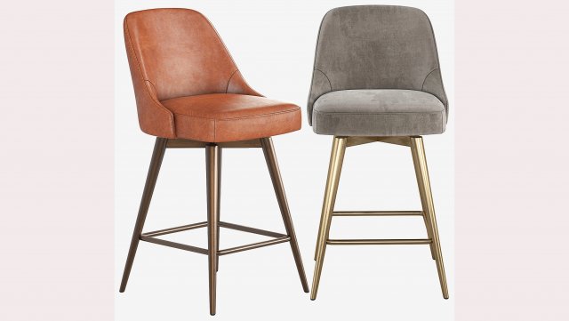 West Elm Mid-Century Counter Stool 3D Модель .c4d .max .obj .3ds .fbx .stl .blend 