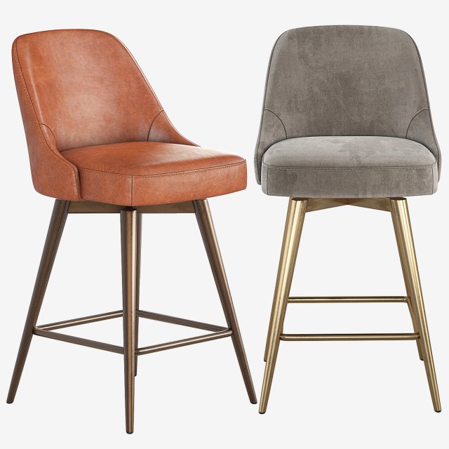 West Elm Mid Century Counter Stool 3D Model