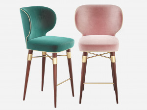 Louis Mid-Century Bar Stool Ottiu 3Dモデル