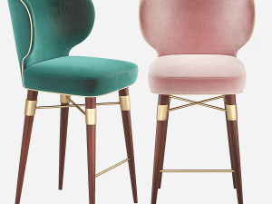 Louis Mid-Century Bar Stool Ottiu 3D Model