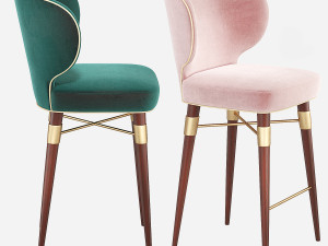 Louis Mid-Century Bar Stool Ottiu 3D Model