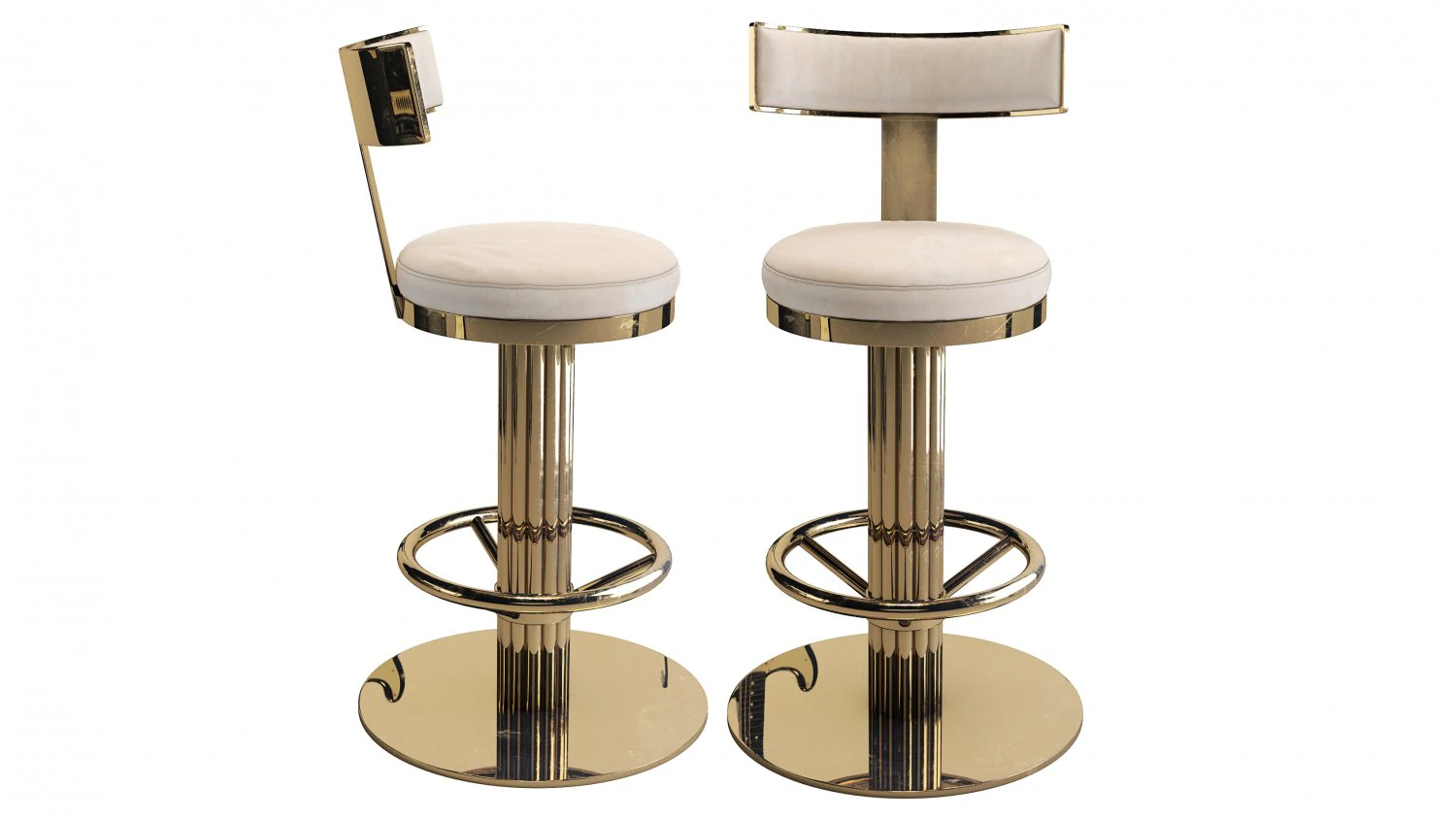 Oscar Swivel Gold Counter Chair 3D Model .c4d .max .obj .3ds .fbx .stl .blend 