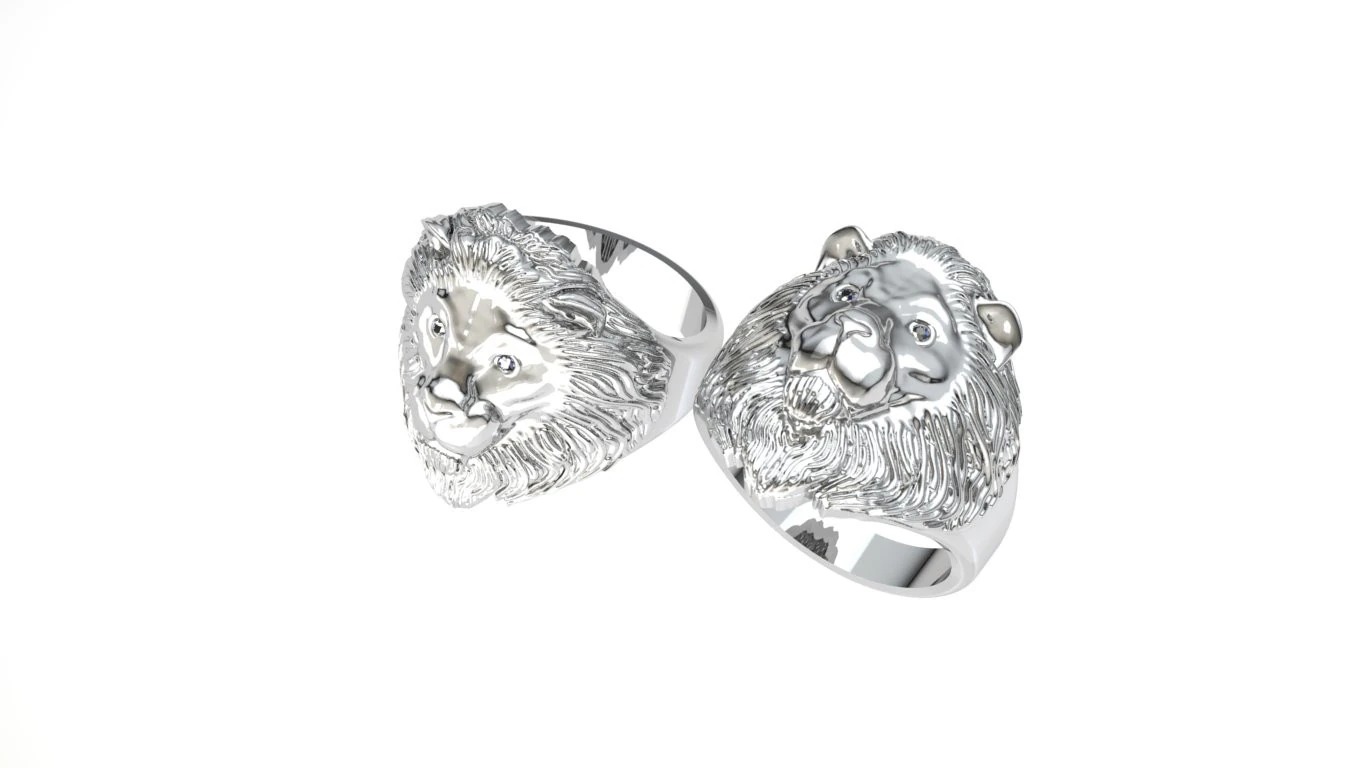 Lion ring zircon 3D Print Model .c4d .max .obj .3ds .fbx .stl .blend 
