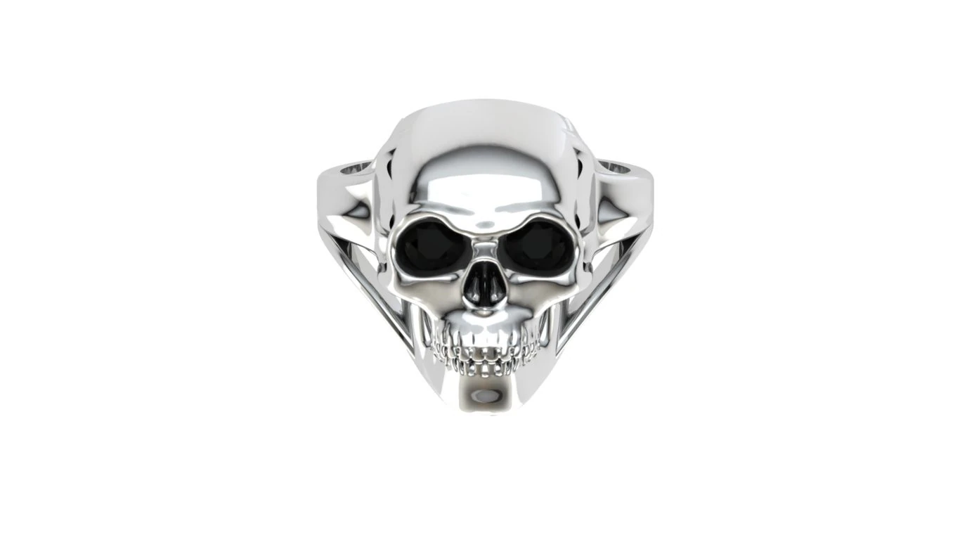 Skull Ring Black Zircon 3D Print Model .c4d .max .obj .3ds .fbx .stl .blend 