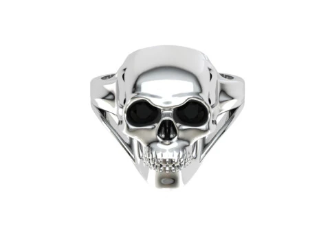 Anel Caveira Zirc&atilde;o Preto Modelo de Impressão 3D