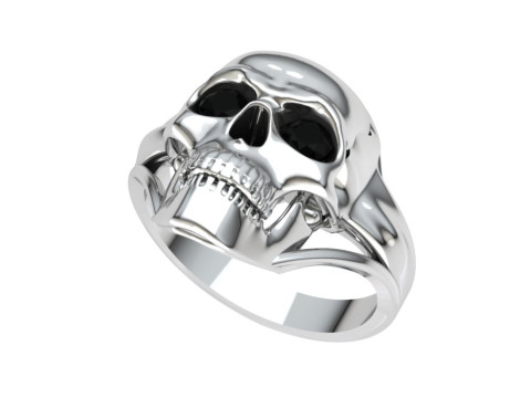 Skull Ring Black Zircon 3D Baskı Modeli
