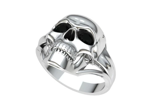 Skull Ring Black Zircon 3D Print Model
