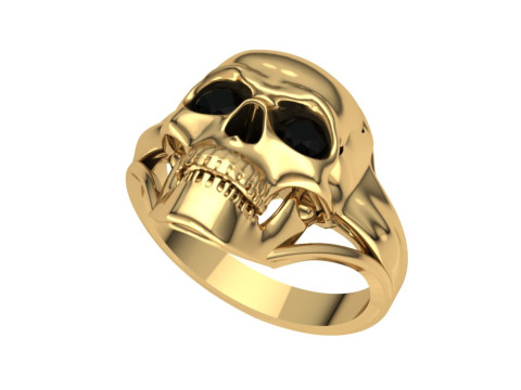 Skull Ring Black Zircon 3D Baskı Modeli