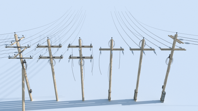 posts with wires 3D 模型 .c4d .max .obj .3ds .fbx .stl .blend