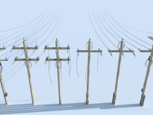 posts with wires 3D 모델