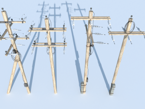 posts with wires 3D 模型