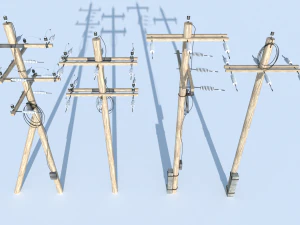 posts with wires 3D Model