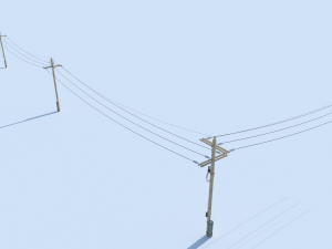 posts with wires 3D 模型